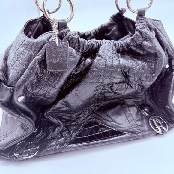 Bolzano Fiore Huge Black Leather Satchel Women's Bag - Picture 12 of 14